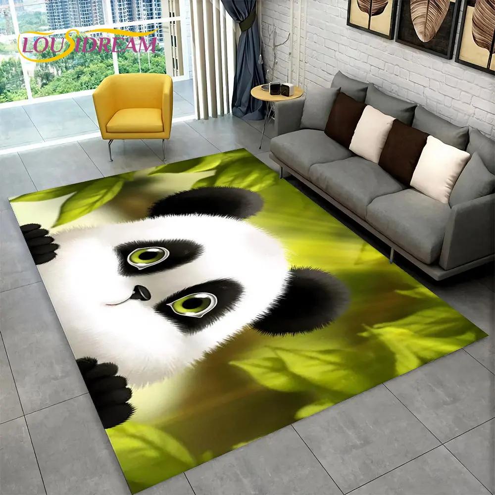 Dywan z motywem zwierząt z kreskówek Panda, dywanik do salonu, sypialni dziecięcej, sofy, wycieraczki, kuchni, antypoślizgowa mata podłogowa