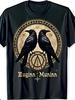 Logo Viking Corbeau Design Huginn & Muninn T-shirt Décontracté à Manches Courtes et Col Rond Convient pour la Salle de Sport la Plage Manches Courtes Noires - M...
