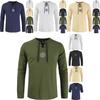 Stylish Medieval Men's Long Sleeve Lace Up Solid Color Retro Cosplay Costume T-shirt