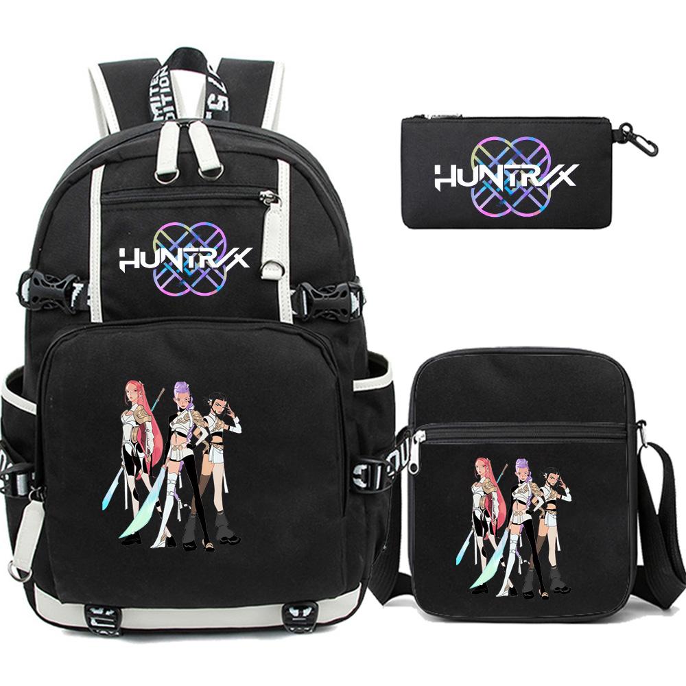 3Pcs/set K-pop Printed Backpack with Pengcil Case Shoulder Bag for Teenager Girl Boy Bookbag Large Capacity Waterproof Travel Bag Kid Gift Mochila