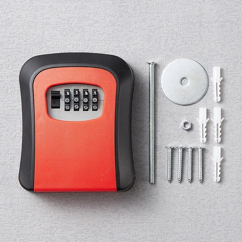 Home Key Lock Box Wall-mounted 4-digit Password Security Lock Key Storage Waterproof Storage Box for Home Office Key Storage