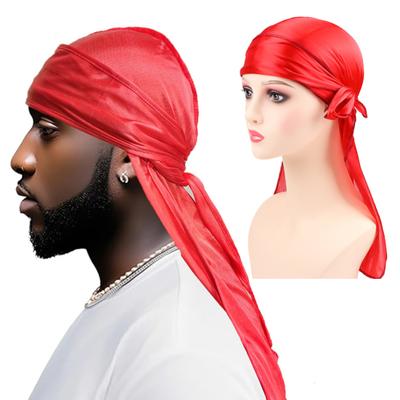 Yousheng 2 Pcs Silky Durag for Men Women Long Tail Durag Wave Headwraps Neck Covering Satin Doo Durag with Wide Straps