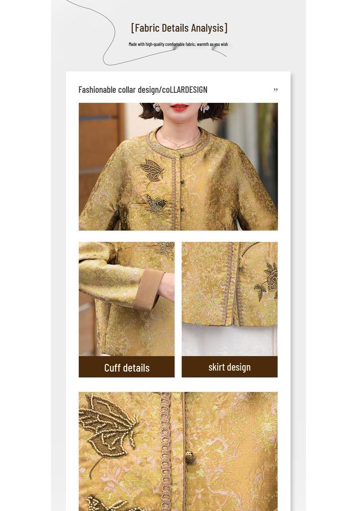 Elegante bestickte Frühlingsjacke für Mütter - 2026 Kurzer Stil für Frauen mittleren und höheren Alters