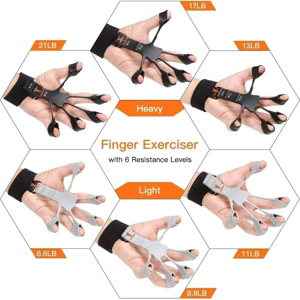 Professional Silicone Finger Strengthener Hand Grip Exerciser for Adults Training Resistance Bands