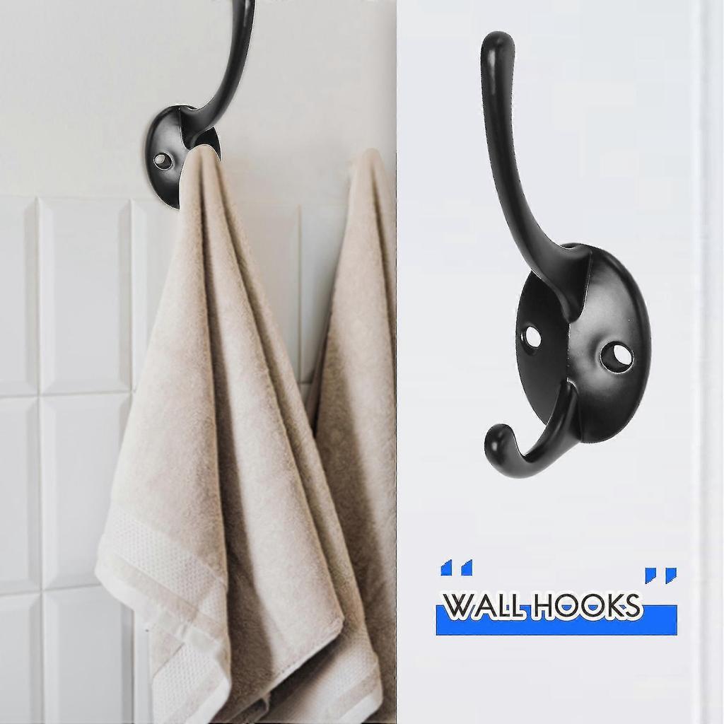 12er-Pack Wandhaken mit Retro-Doppelhaken, Utility-Haken für Mantel, F