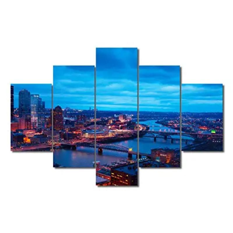 

Dallas Texas Philadelphia Skyscrapers and Skyline City Native American Canvas 5Pcs Wall Art Posters Picture Home Decor Paintings 20x35 20x45 20x55cm