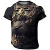 3D Harajuku Tiger Pattern Pánská trička Hip Hop Punk Styl Streetwear Móda Pulovr s krátkým rukávem do O Tričko nadměrné velikosti