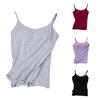 Lady Padded Adjustable Spaghetti Strap Tank Top Solid Color Comfortable Camisole