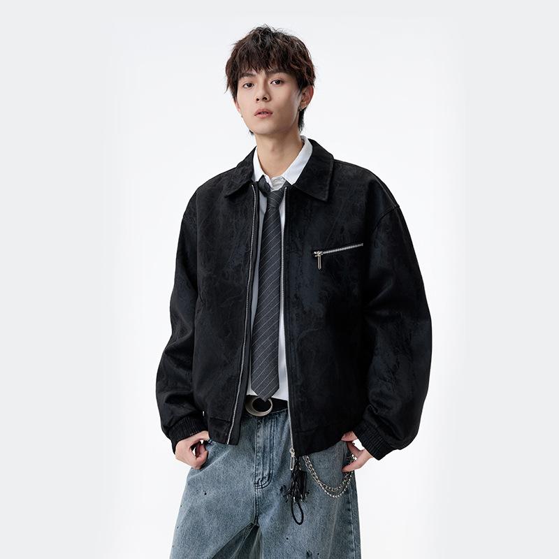 

Spring and Autumn New Men s Lapel Fashion Jacket American Workwear Casual Ruffian Handsome Suede Casual Jacket Men s M