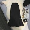 2025 Summer High Waist French Fishtail Midi Skirt for Women - Slim A-Line with Irregular Hem
