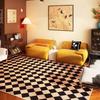 Nowoczesny Dywan w Kratę Salon Modny Design Puszysty Pluszowy Sypialnia Przyłóżkowy Dywanik Podłogowy Dekoracja Domu Strefa Sofy Antypoślizgowy Dywan
