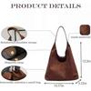 Leather Hobo Bags for Women Suede Purse Slouchy Tote Bag Shoulder Bag
