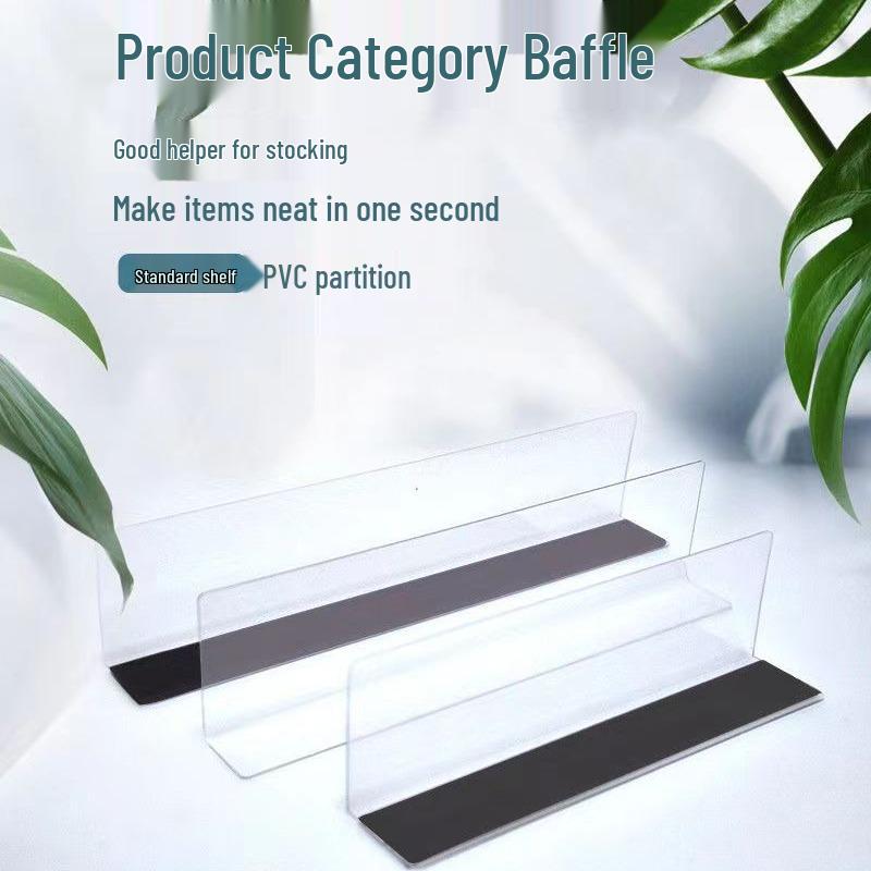 Transparent PVC Magnetic L-Shaped Shelf Dividers for Supermarkets & Convenience Stores
