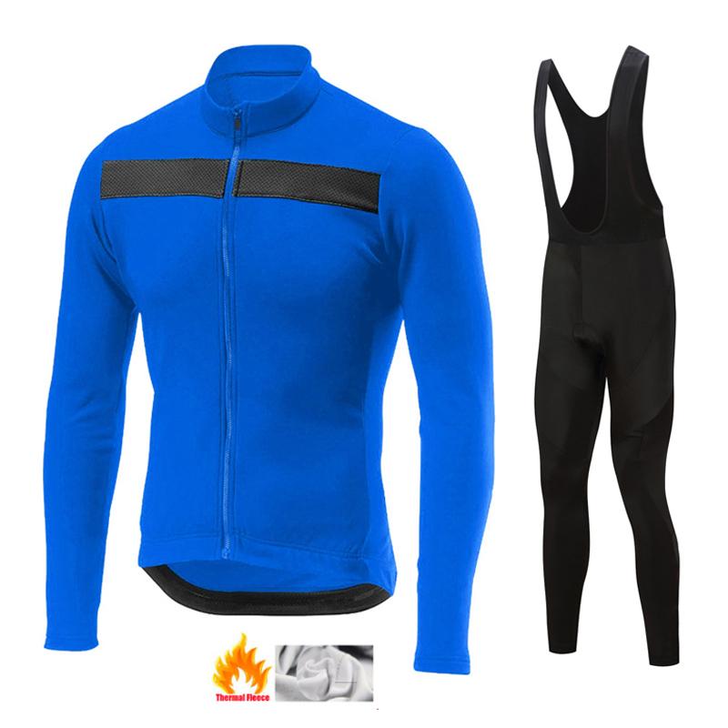 Team Men's Winter Thermal Fleece Cycling Long Sleeve MTB Bicycle Warm Riding Jersey Set Road Bicycle Riding Outdoor Clothing