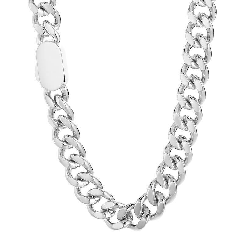 Colier bărbați cu lanț cubanez din oțel titan și accesorii simplificate hip-hop american și european