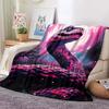 1Pc Gothic Snake Print Blanket - Deep Purple & Black Cobra Design With Pink & Blue Eyes, Soft Warm All-Season Indoor/ Throw For