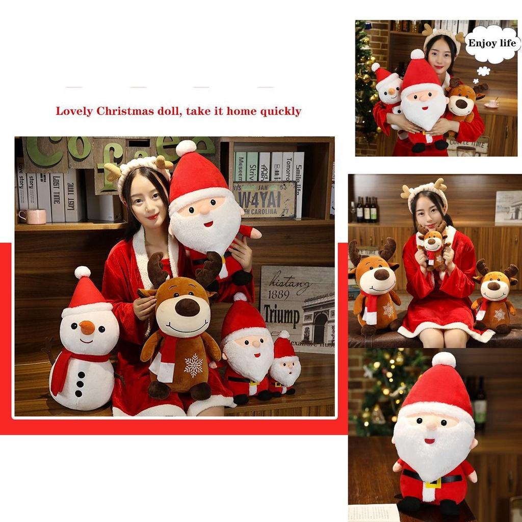 High Quality Christmas Plush Santa Elk Snowman Stuffed Toy For Kids Holiday Joy