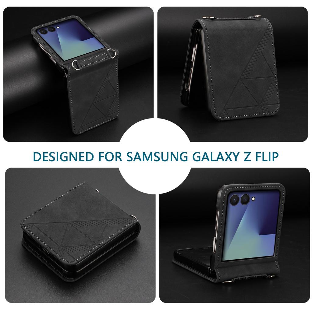 For Samsung Galaxy Z Flip7 5G Case Imprinted Design PU Leather + PC Folding Phone Cover