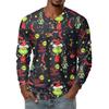 Men's Fashion Printed V-Neck Casual Long-Sleeved T-Shirt Bottoming Shirt Top