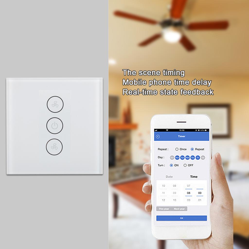 Smart WiFi Dimmer Fan Wireless Timer Voice APP Control for 50Celsius60HZ