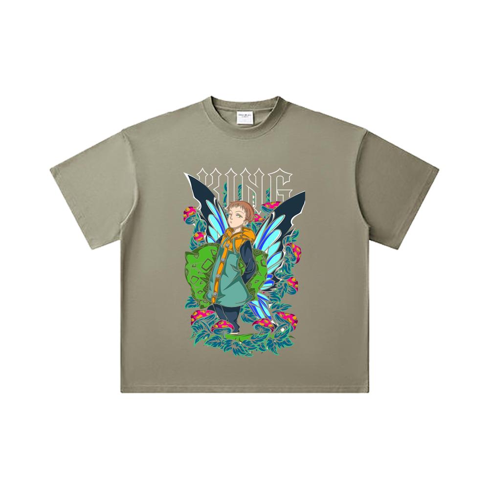 260 GSM Double Yarn 32 Count 100% Cotton Seven Deadly Sins V6 King Print Unisex Heavy Cotton T Shirt
