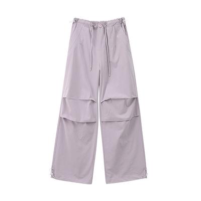 Smog Purple Sports Pants for Women In Spring and Summer Slimming and Drooping Foot Parachute Pants High Waist American Wide-leg Work Pants