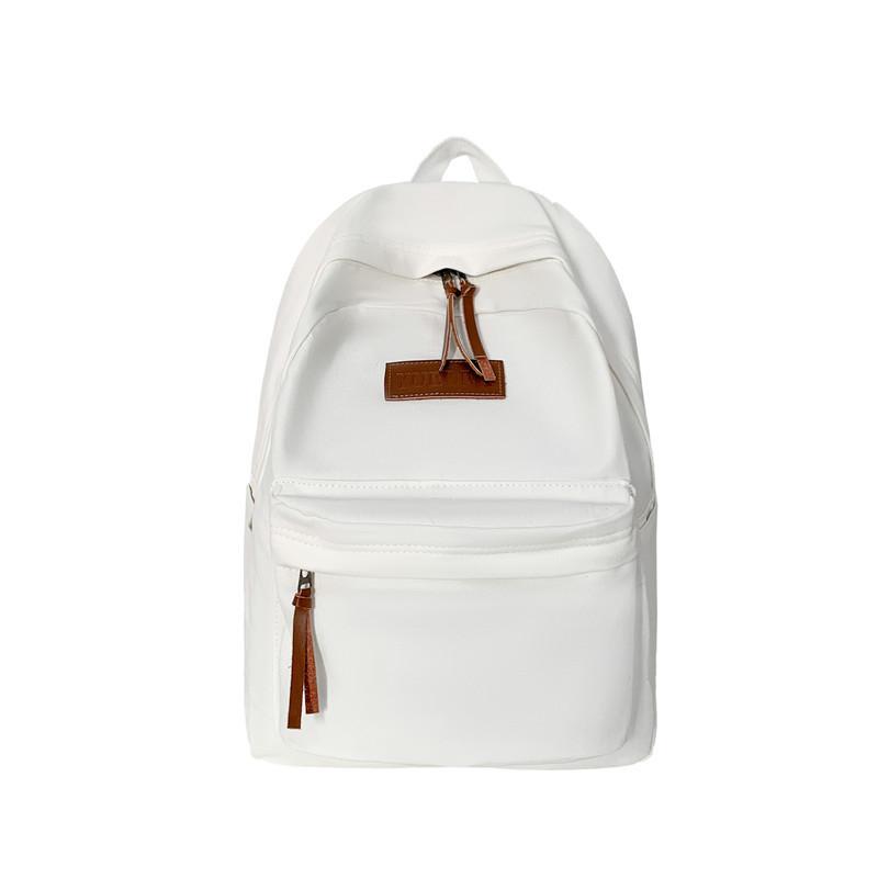 Simple Color Solid Letter Decoration Student Leisure Backpack For School