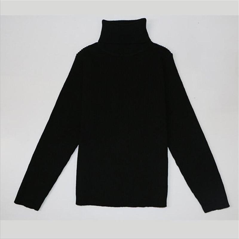 

Осенне-зимний детский свитер с высоким воротником для мальчиков и девочек, пуловер, вязаные свитера, детская одежда 100 чёрный