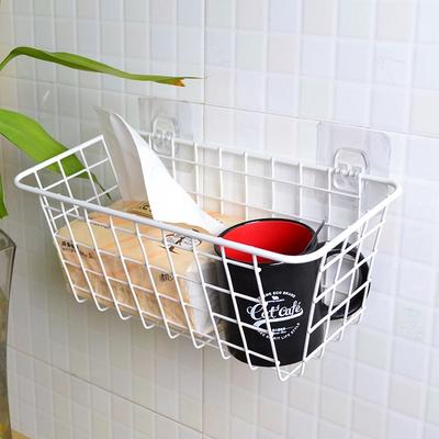 Kitchen Wrought Iron Hanging Basket Storage Box Without Punching Wall-mounted Desktop Bathroom Toile
