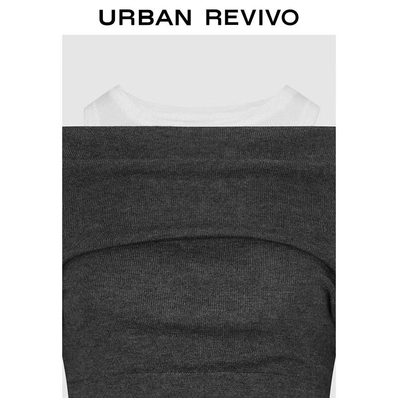 UR Women's Contrast Faux Two-Piece Pleated Knit Sweater