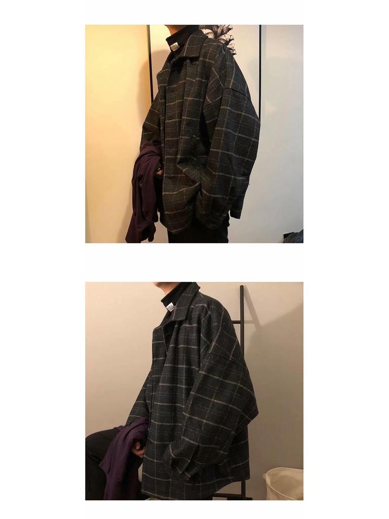 Herren Trendige Retro Karierte Wolljacke - Herbst/Winter 2022 Koreanische Lockere Passform