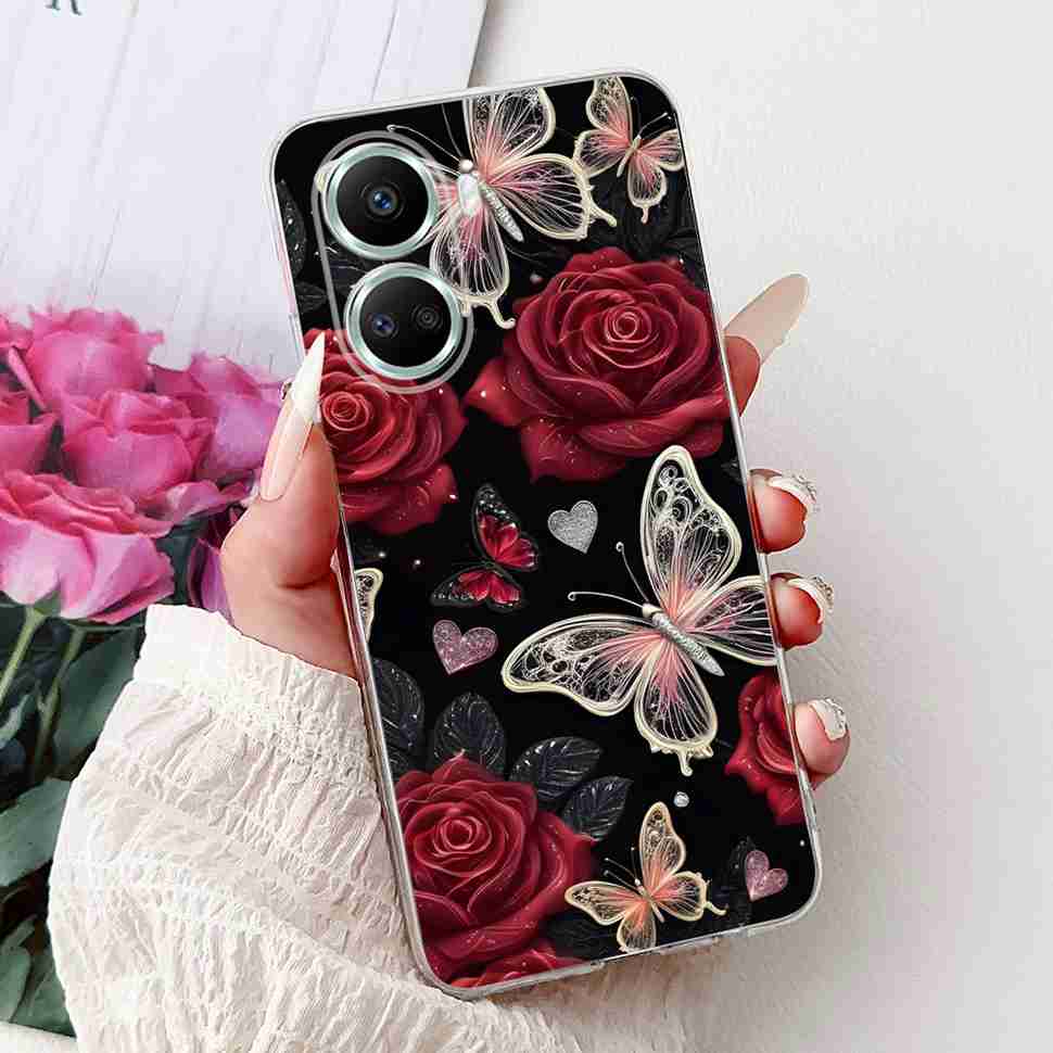 For Huawei nova 10 SE 4G Case BNE-LX1 Luxury Flower Soft Silicone TPU Cover For Huawei Nova 10SE 6.67" Butterfly Phone Casing