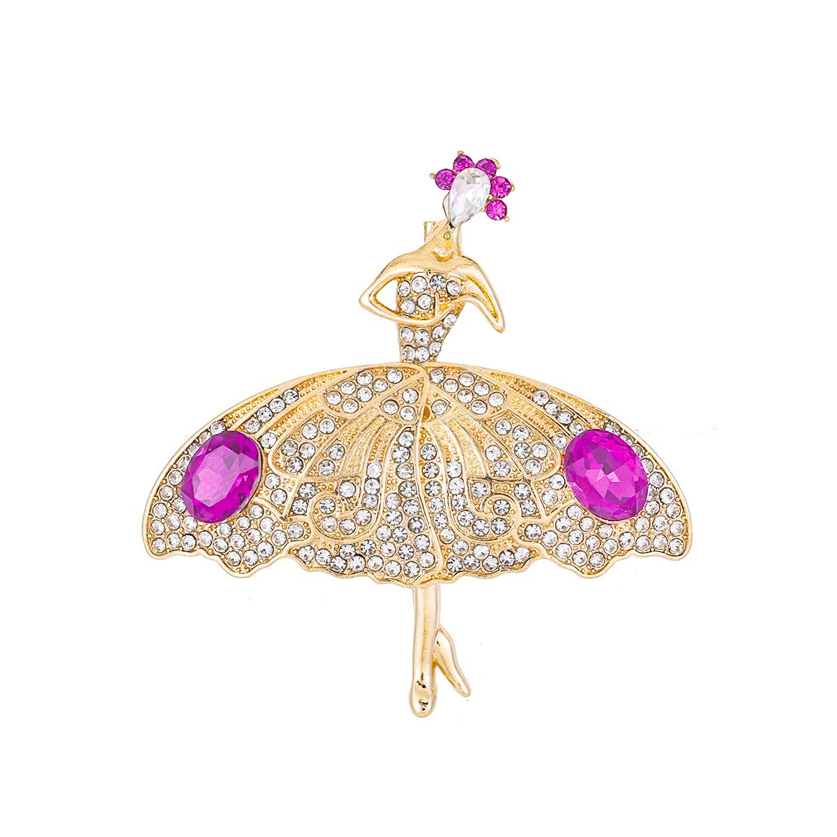 Weiman Ballet Girl Dance Dress Brooches Luxury Women Elegant Crystal Rhinestone Gold Plated Alloy Customize Designer Brooch Pin XD825372
