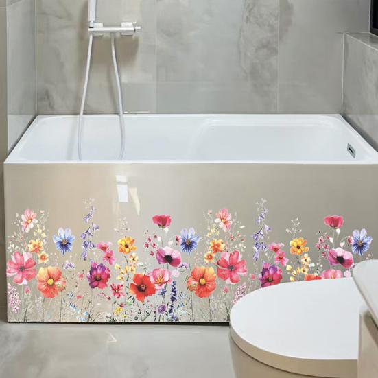 Adesivo Colorato Floreale per Finestra Primavera Estate Fiori Selvatici Statico Pellicole per Finestra Biadesive Decalcomanie Anti-Collisione per Porte in Vetro per Soggiorno Camera da Letto
