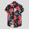 Mens Fashion Ethnic Short Sleeve Casual  Printing Hawaiian Shirt Blouse T-shirt