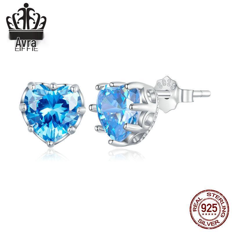 

Сережки-пусети Avle зі стерлінгового срібла S925 у формі серця з цирконом - каменем-талісманом грудня, з платиновим покриттям Sterling Silver 925