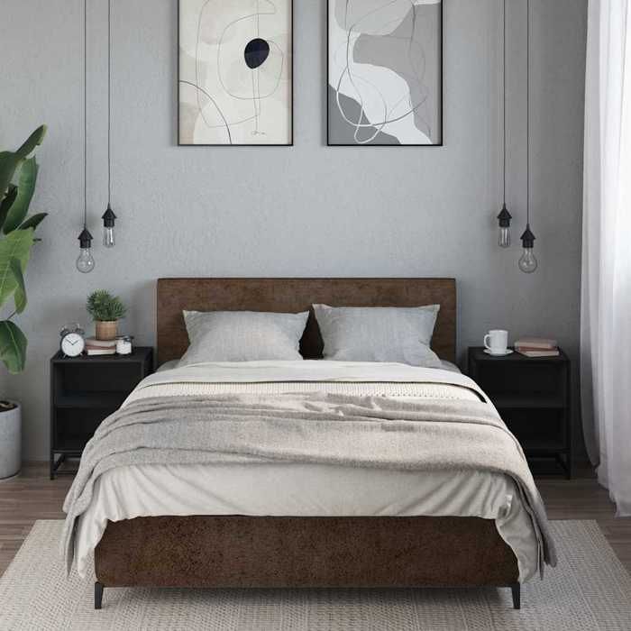 VidaXL Tables de chevet 2 pcs noir 40x31x50 cm bois d'ingénierie métal, table d'appoint, armoire de lit, table d'appoint 848700