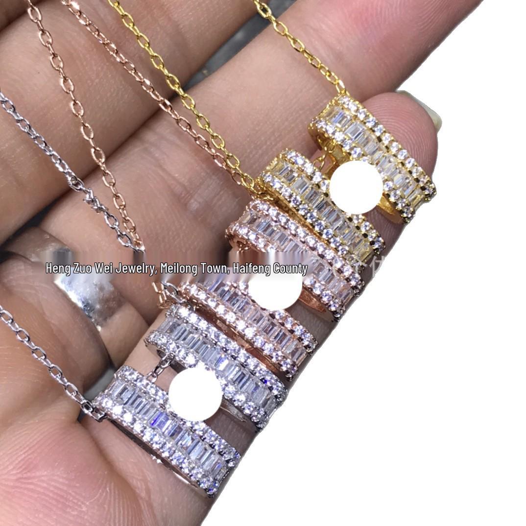 Elegant H Letter Full Diamond High Carbon Necklace Original Packaging Box