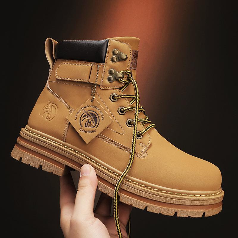 Outdoor men's tooling boots autumn and winter new high-top casual small yellow boots trendy fashion Martin boots 0227