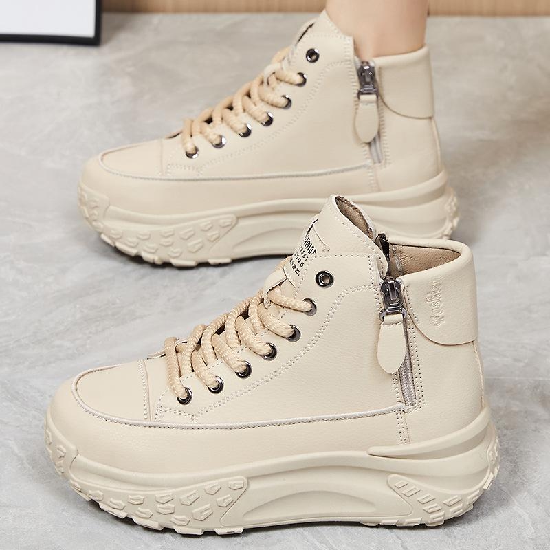 Dad Shoes Are Fashionable and Versatile, Mid-tube Shoes, Casual Thick-soled Sports Shoes, White Shoes, Soft Soles and Comfortable Single Shoes