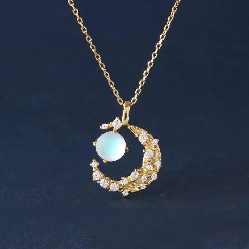 

Ожерелье Moonstone Moon, женское, легкое, роскошное, нишевый дизайн, симфония, полумесяц, ключичная цепочка