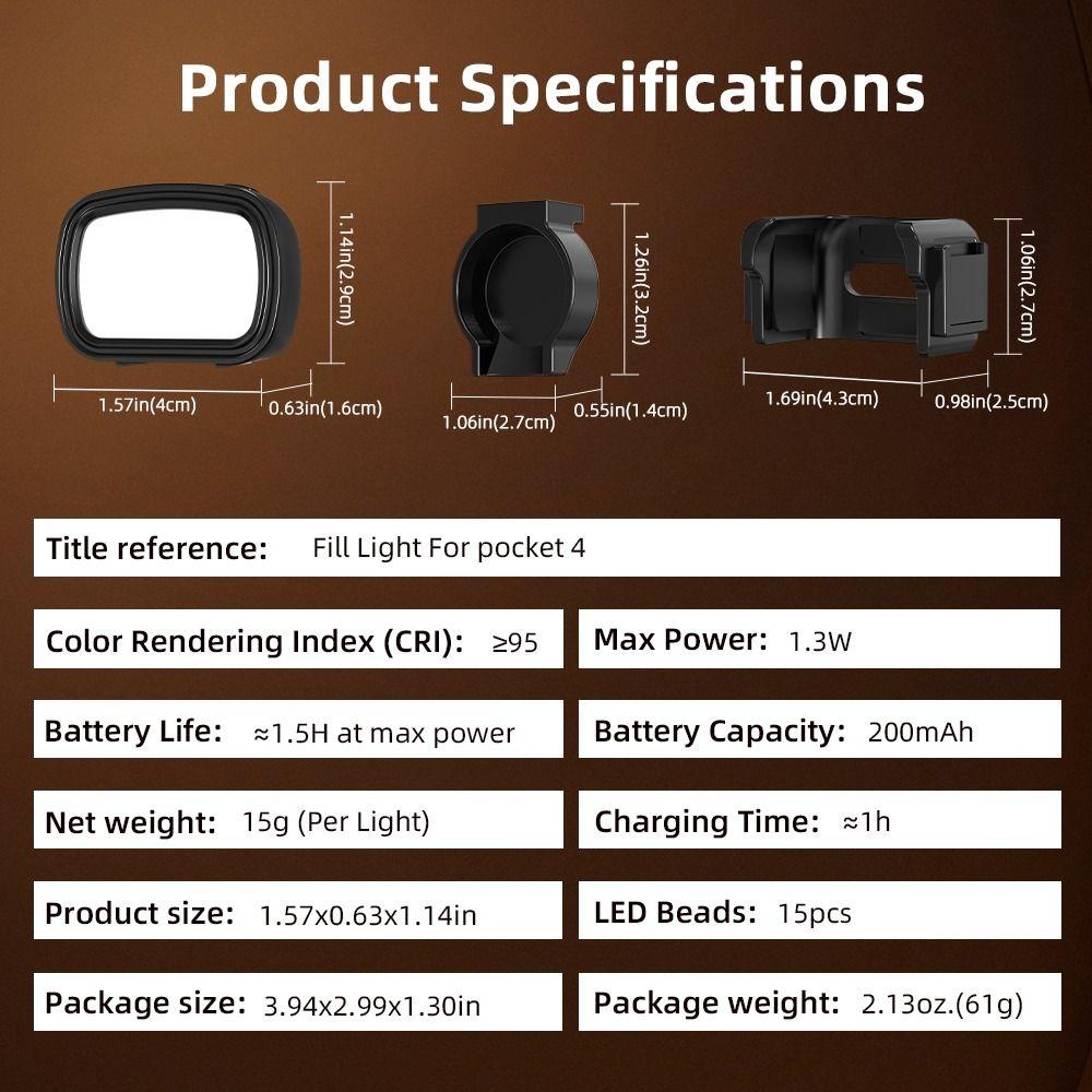 Rechargeable Video Selfie Light for DJI Osmo Pocket 4 Gimbal Camera Accessories