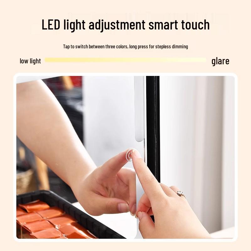 Portable Makeup Case with Mirror & Lights, Handheld Cosmetic Storage, Professional Makeup Artist's Hanging Suitcase.