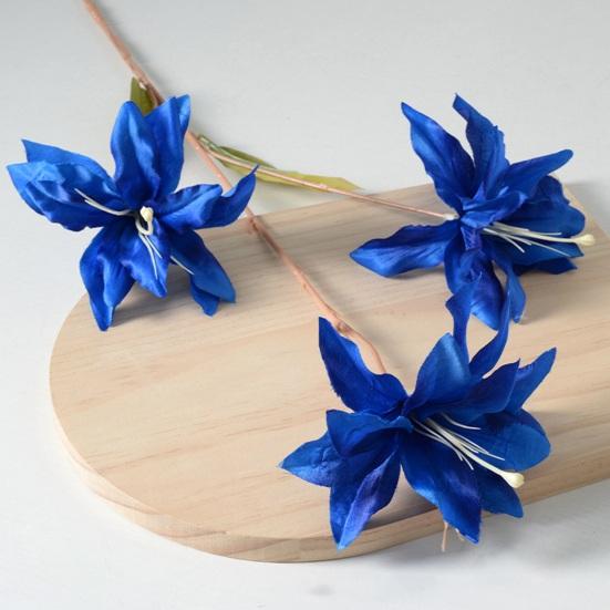 3 Heads Artifical Lily Flowers Full Blooms Fake Real Touch Flower Bouquets for Wedding Party Decor Home Table Centerpiece