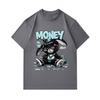 Men's 100% Cotton Crew Neck Short Sleeve T-Shirt, Cool Hip Hop Black Bunny Money Graphic Print Casual Comfortable Streetwear Tee for Daily Wear