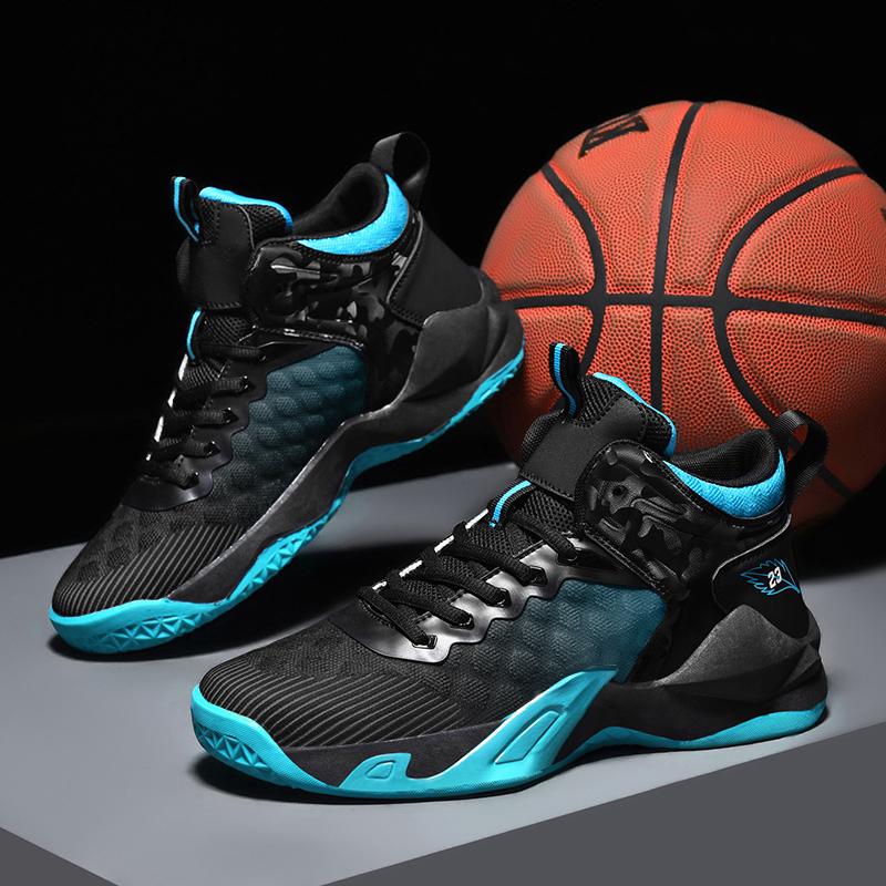 Basketball Shoes Men's Shoes Outdoor Sports Shoes Men's Shock-Absorbing High-Top Student Practical Sneakers Mesh Breathable Casual Shoes