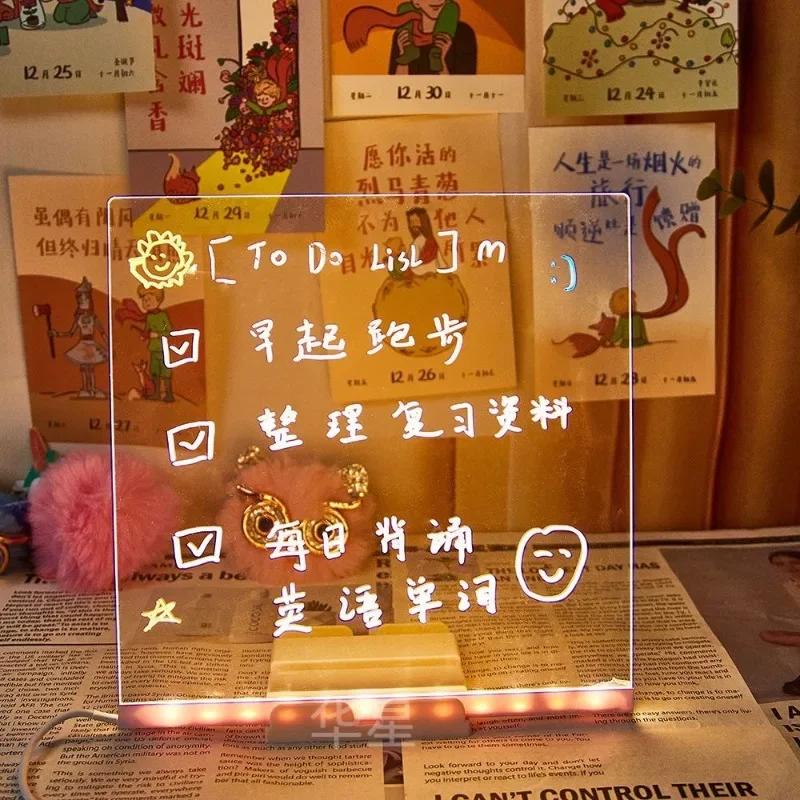 non-toxic New Glowing Acrylic Marker Board LED Luminous Erasable Children's Drawing Board Drawing Toys Letter Message Board Christmas Gift