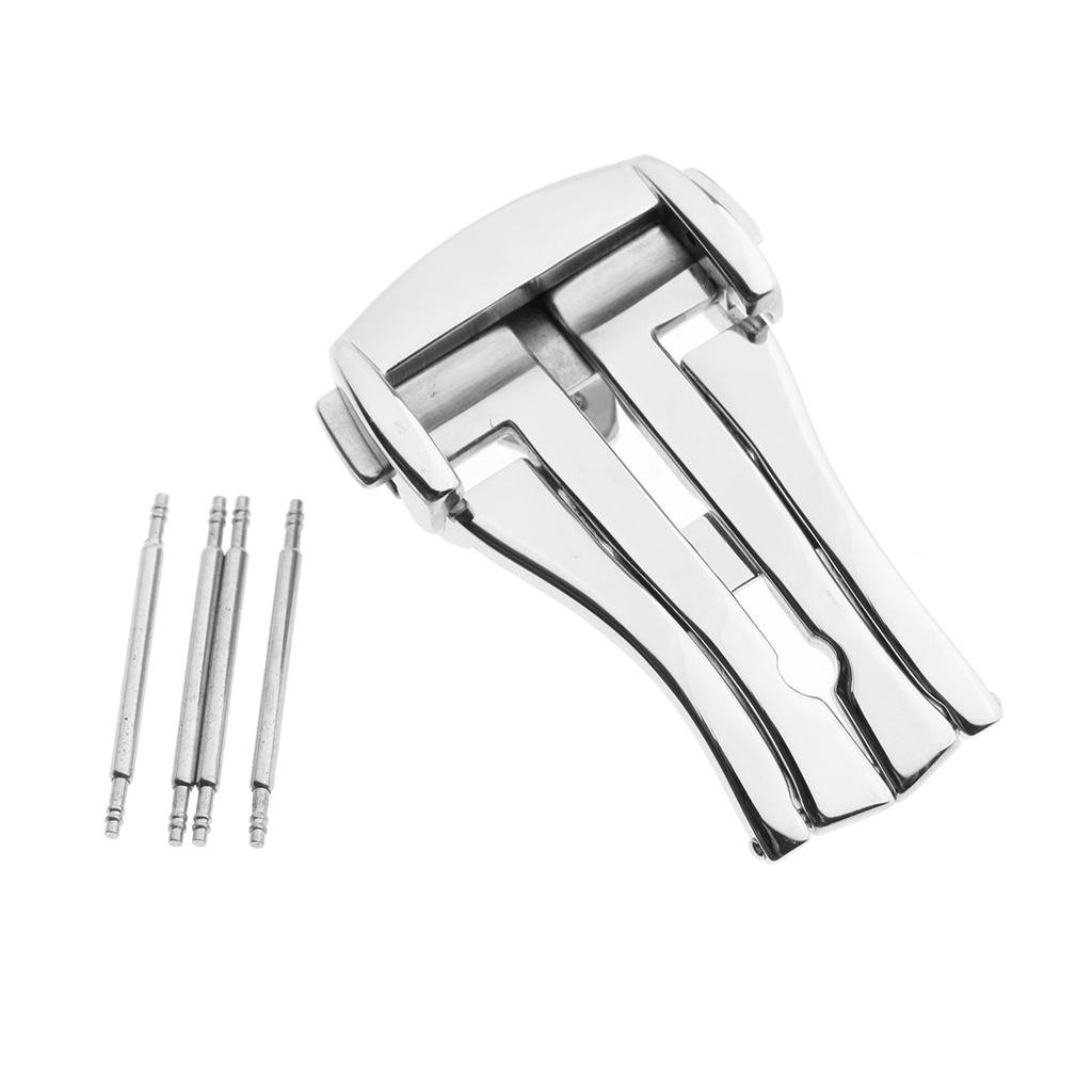 High Polished Silver Stainless Deployment Clasp for Watch Band Strap Buckle 18mm