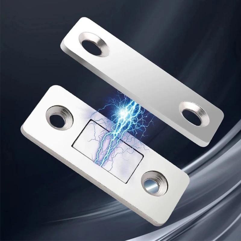 2 Pairs Magnetic Cabinet Catche Ultra Thin Door Strong Magnets Stopper Invisible Adhesive Drawer Magnet Lock For Kitchen Closet