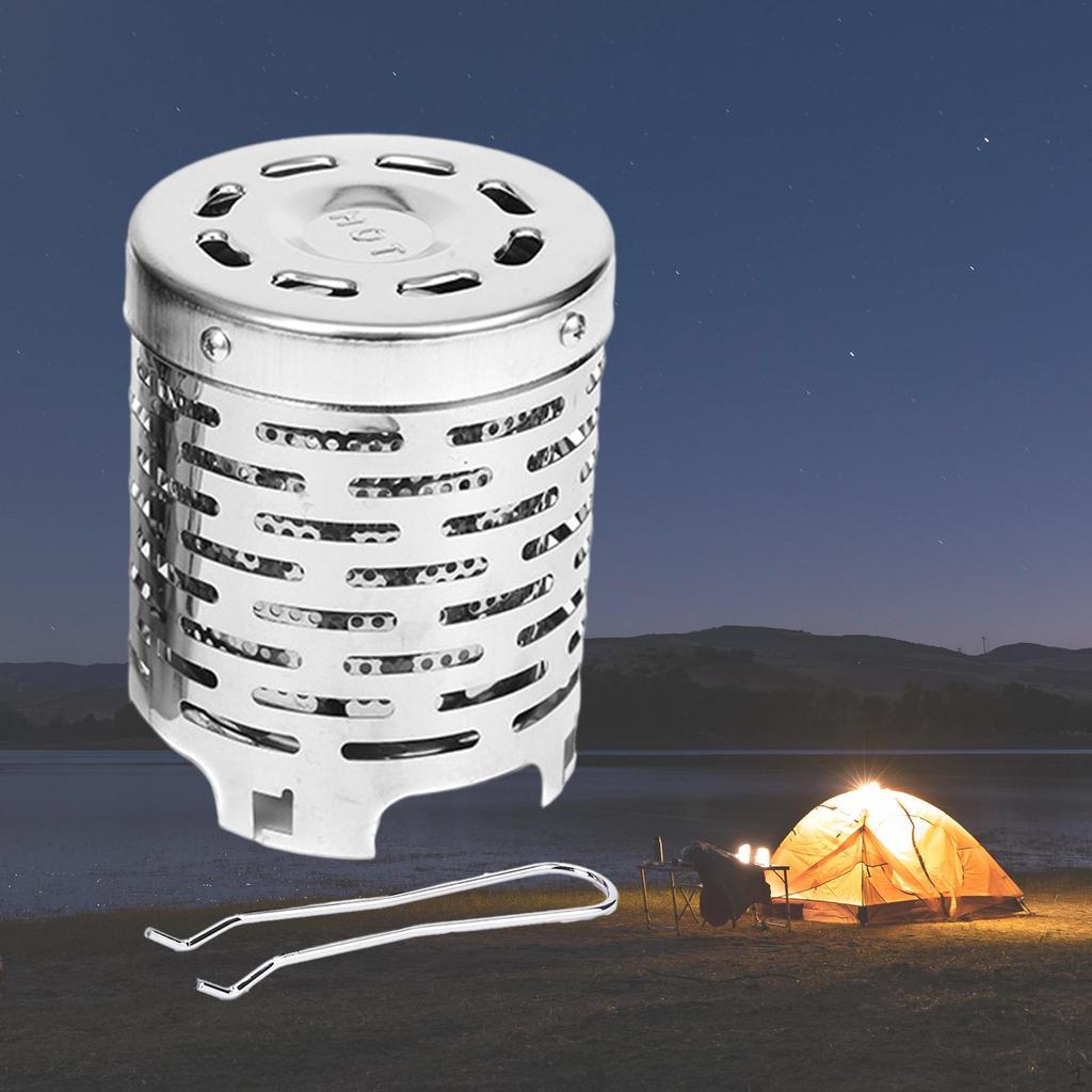 Camping Stove Gas Heater Stainless Steel Mini Cover Warming for Fishing, Indoor,